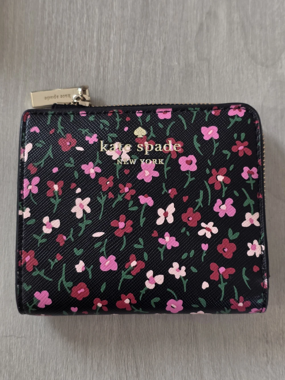 kate spade Black Floral Zip Wallet